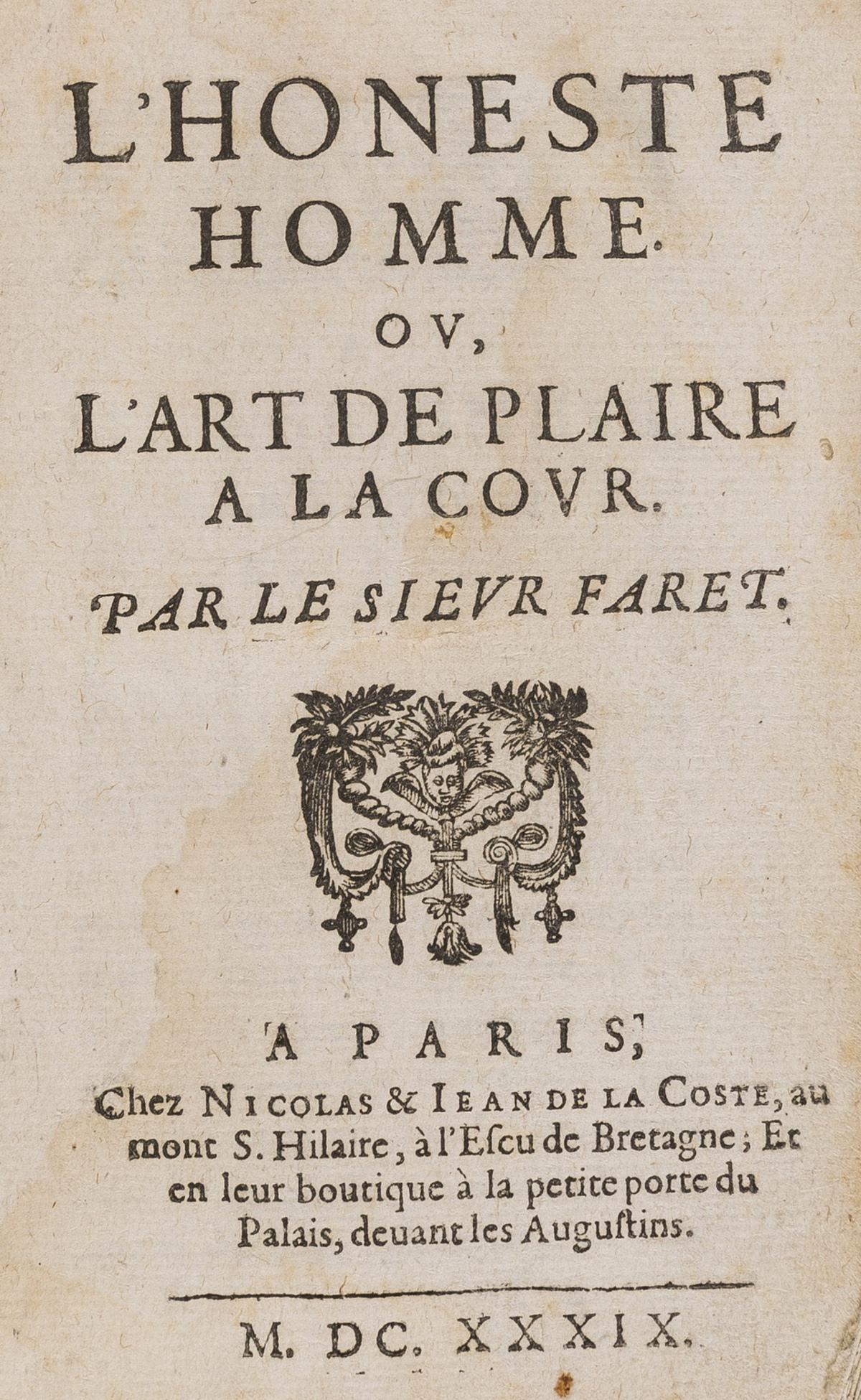 Faret Nicolas L Honeste Homme Ou L Art De Plaire A Nov 05 Forum Auctions In United Kingdom
