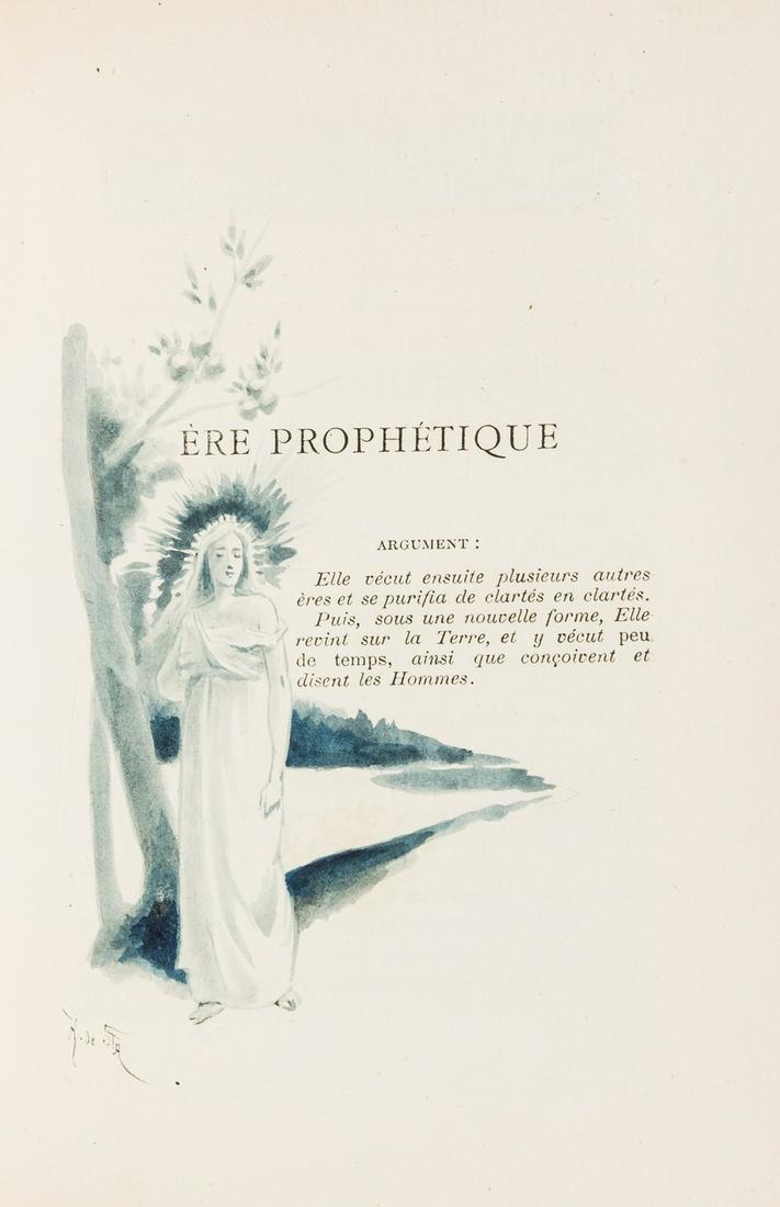 Remacle (Adrien) La Passante, one of 420 copies, Paris,: Remacle (Adrien) La Passante, one of 420 copies, copper-engraved frontispiece by Odilon Redon, decorated with 4 highly competent monochrome watercolour illustrations, each signed '[?]A. de Sta', origi