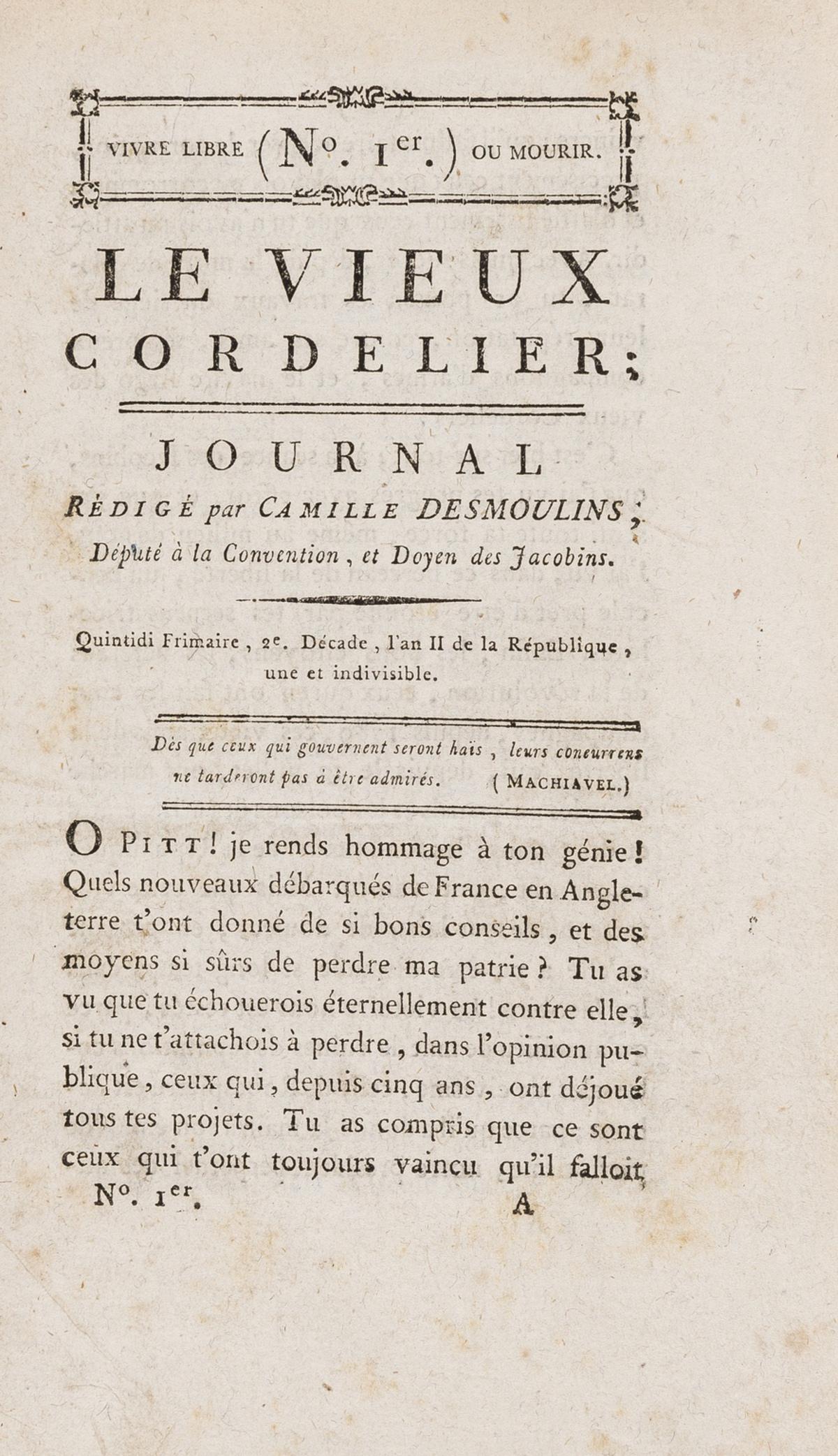 French Revolution.- Desmoulins (Camille) Le Vieux (1 of 1)