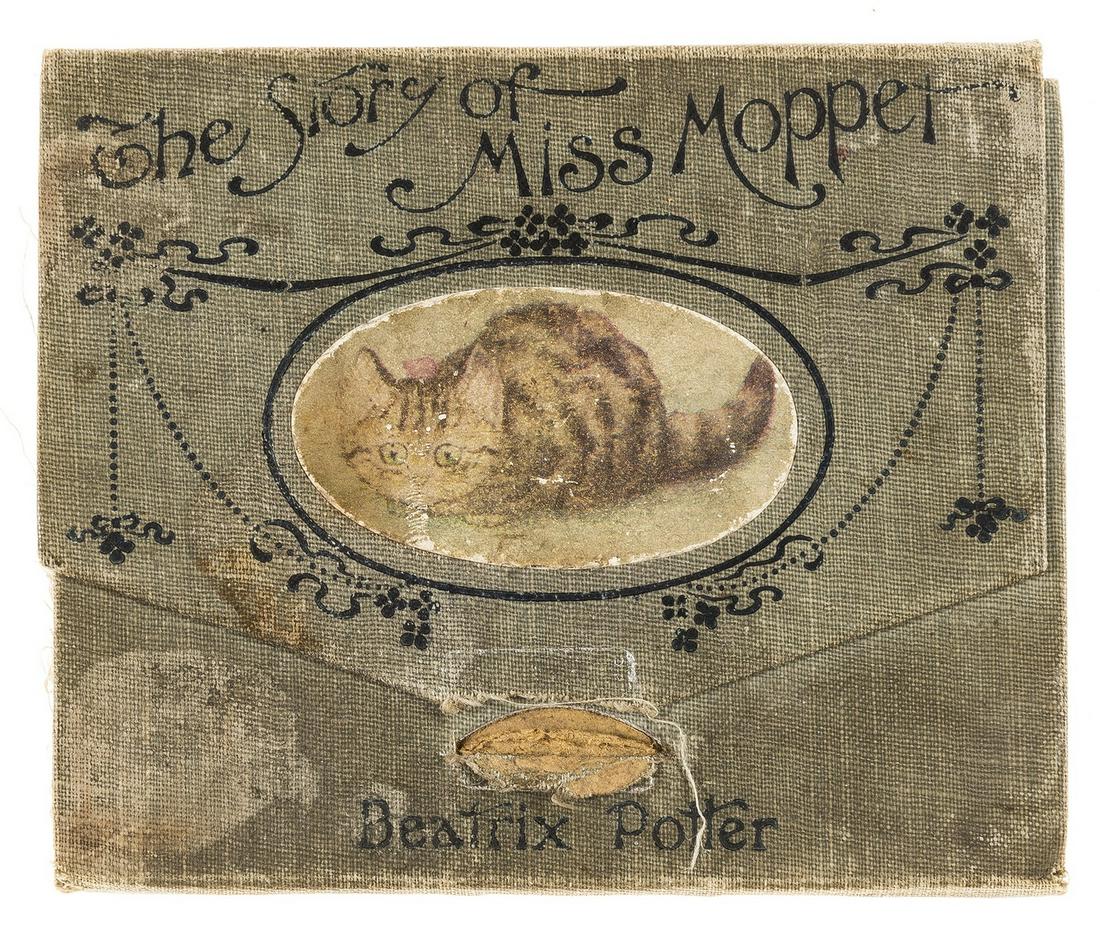 Potter (Beatrix) The Story of Miss Moppet, first: Potter (Beatrix) The Story of Miss Moppet, first edition, second printing (with New York & London on the back of the wallet), in panoramic format, comprising 14 colour illustrations facing text printe