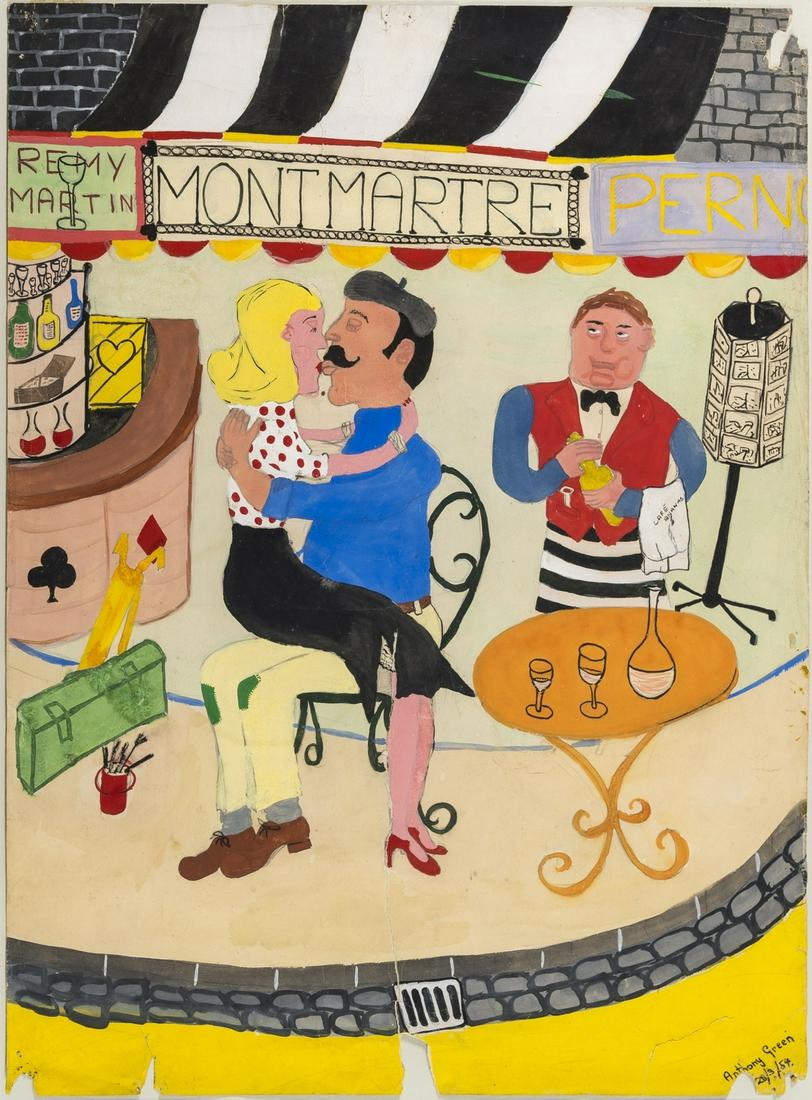 δ Anthony Green (b.1939) Montmartre: δ Anthony Green (b.1939)MontmartreGouache on paper, 1954, signed and dated in black ink, sheet 750 x 550mm (29 1/2 x 21 5/8) (framed)δ This lot is sold subject to Artists Resale Rights, deta