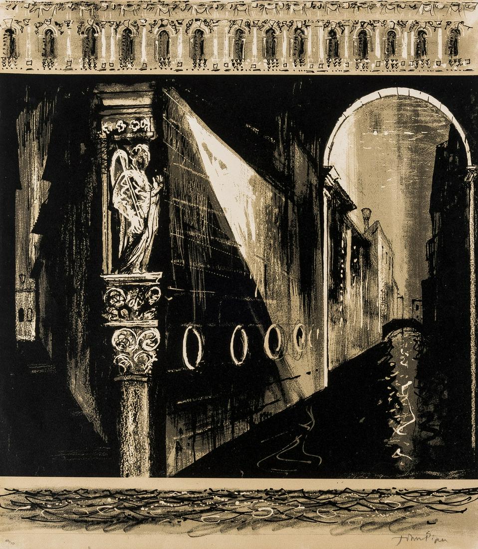δ John Piper (1903-1992) Death in Venice: side: δ John Piper (1903-1992)Death in Venice: side panel left (Levinson 224)Screenprint in colours, 1973, signed in pencil, numbered from the edition of 70, printed by Kelpra Studio, published by the