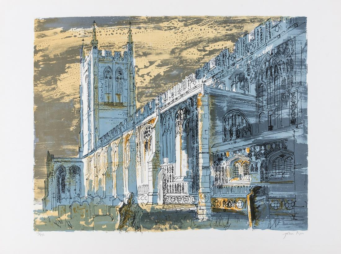 δ John Piper (1903-1992) Long Medford Church: δ John Piper (1903-1992)Long Medford Church (Levinson 336)Lithograph printed in colours, 1982, signed in pencil, numbered from the edition of 275, printed by Curwen Studio, published by the Canno