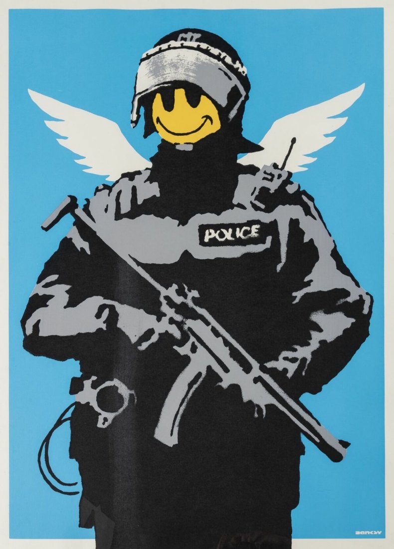 δ Banksy (b.1974)  Flying Copper (1 of 1)
