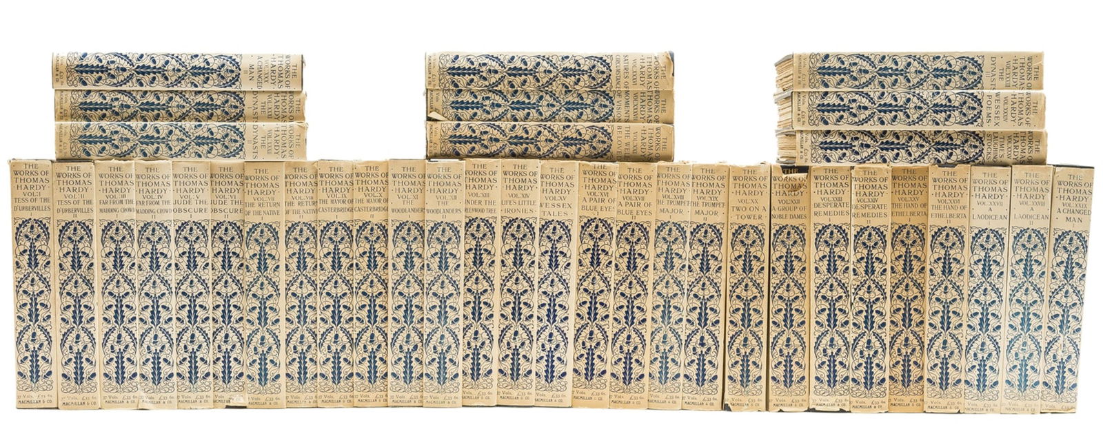 Hardy (Thomas) The Works, 37 vol., 'The Mellstock: Hardy (Thomas) The Works, 37 vol., 'The Mellstock edition', one of 500 sets signed by the author in vol.1, portrait frontispiece by William Strang, map, original blue cloth, upper covers with gilt rou