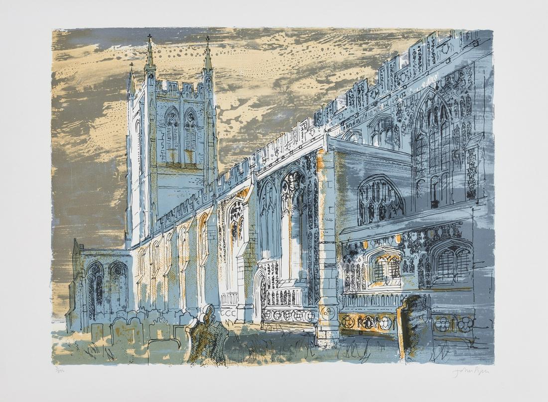 δ John Piper (1903-1992) Long Medford Church: δ John Piper (1903-1992)Long Medford Church (Levinson 336)Lithograph printed in colours, 1982, signed in pencil, numbered from the edition of 275, printed by Curwen Studio, published by the Canno