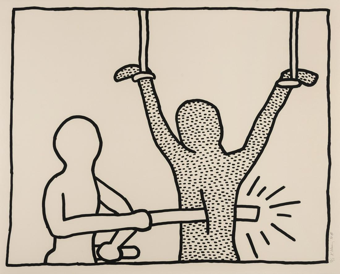 Keith Haring (1958-1990) The Blueprint Drawings (see: Keith Haring (1958-1990)The Blueprint Drawings (see Littmann p.178)Screenprint, 1990, signed, dated and numbered from the edition of 33 in pencil, published by Durham Press, Pennsylvania, on wove pape