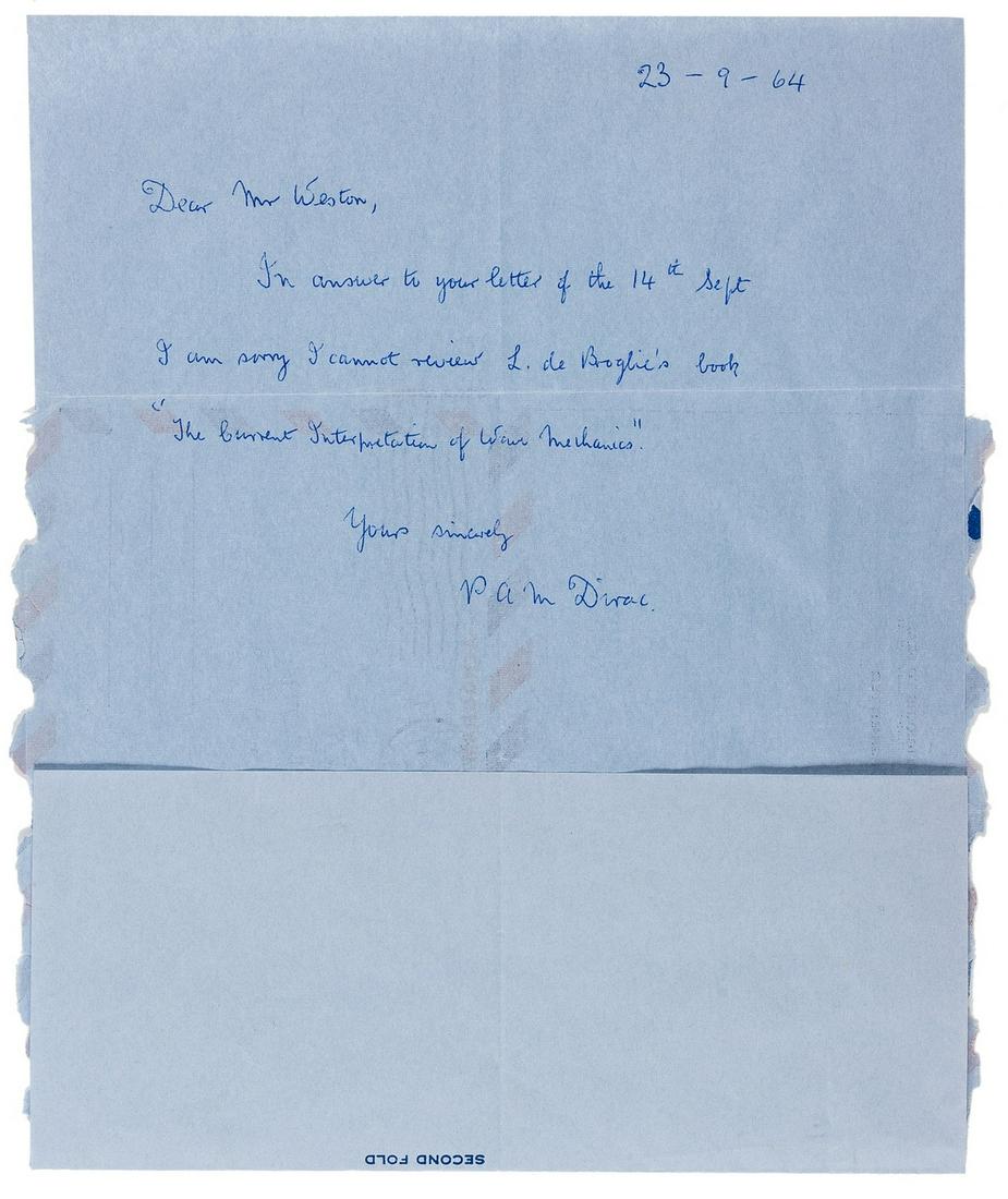 Theoretical Physicist.- Dirac (Paul Adrien Maurice) (1 of 1)