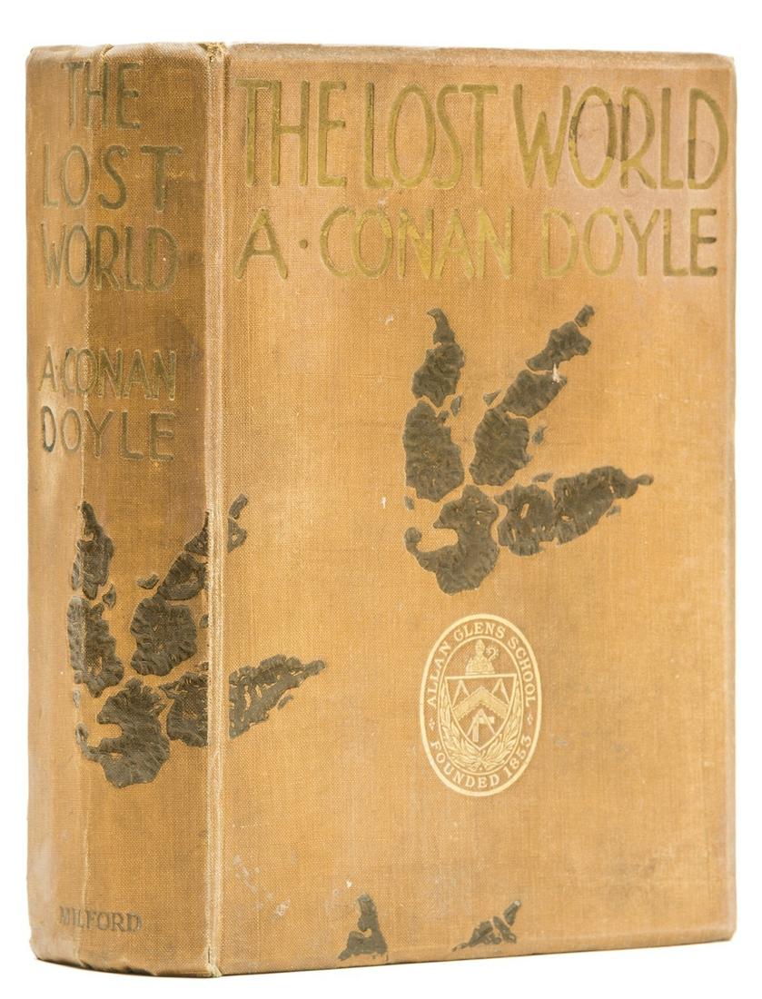 Doyle (Sir Arthur Conan) The Lost World, first edition,: Doyle (Sir Arthur Conan) The Lost World, first edition, large paper copy, second issue, frontispiece and 12 mounted plates, 2 map illustrations, upper hinge starting, foxing to fore-edge, spotting to