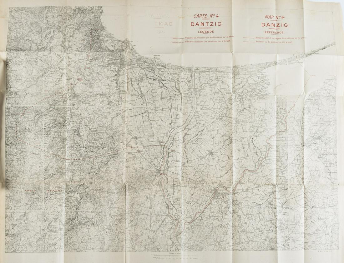 Treaty of Versailles.- Conditions de Paix / Conditions: NO RESERVE Treaty of Versailles.- Conditions de Paix / Conditions of Peace, 3 (of 4) large folding lithographed maps, some spotting, lightly browned, original printed wrappers, upper joint splitting, 