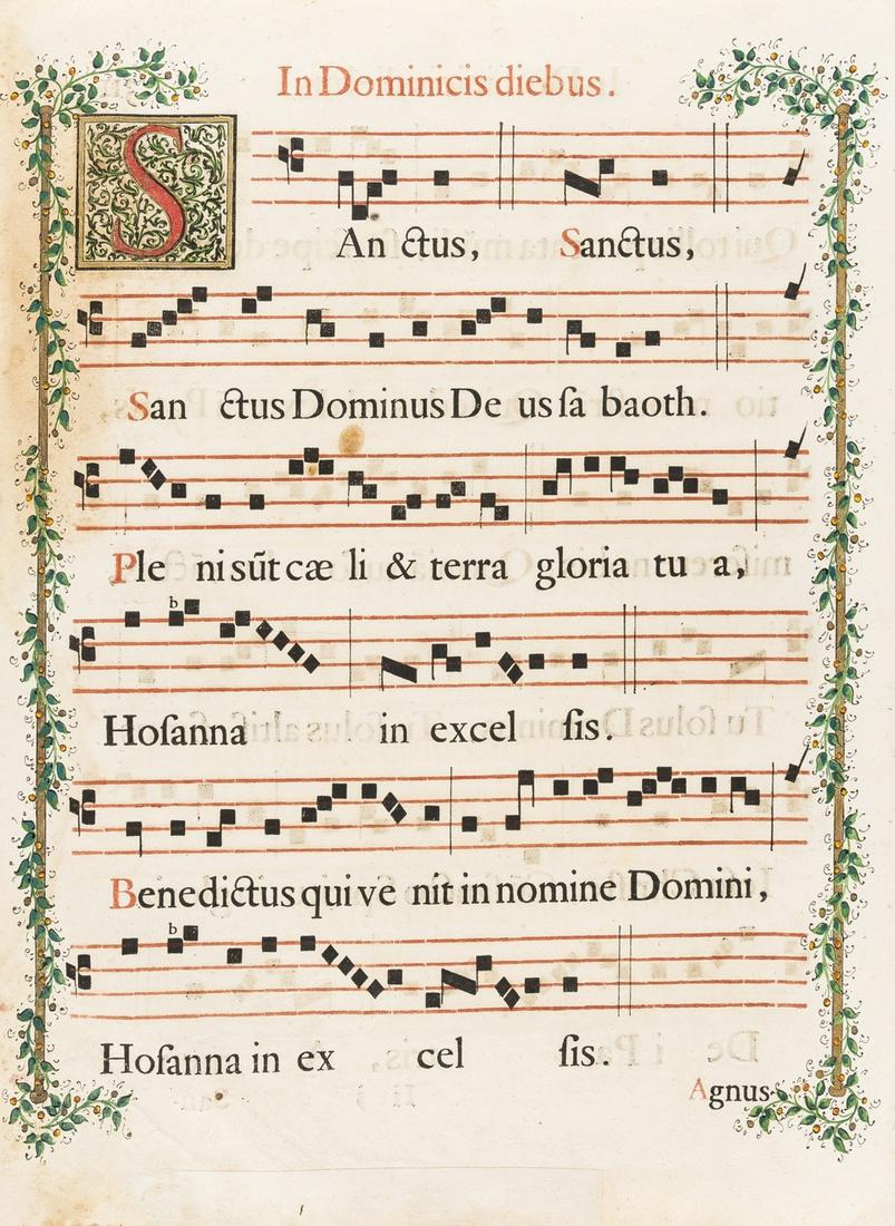 Music.- Four 18th century antiphonal folio leaves with (1 of 1)