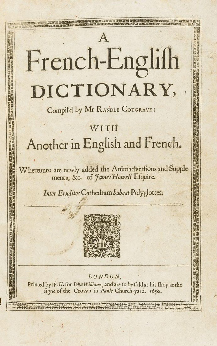 Dictionaries & Grammars.- Cotgrave (Randle) A (1 of 1)