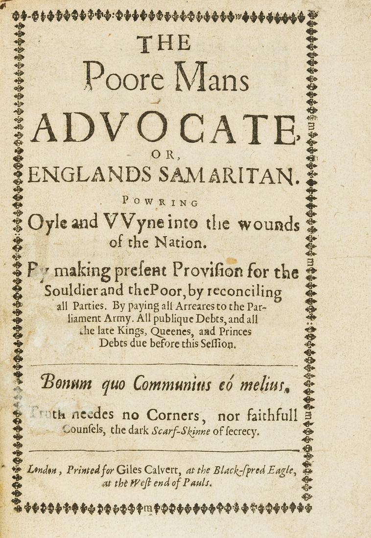 Chamberlen (Peter) The Poore Mans Advocate, or, (1 of 1)