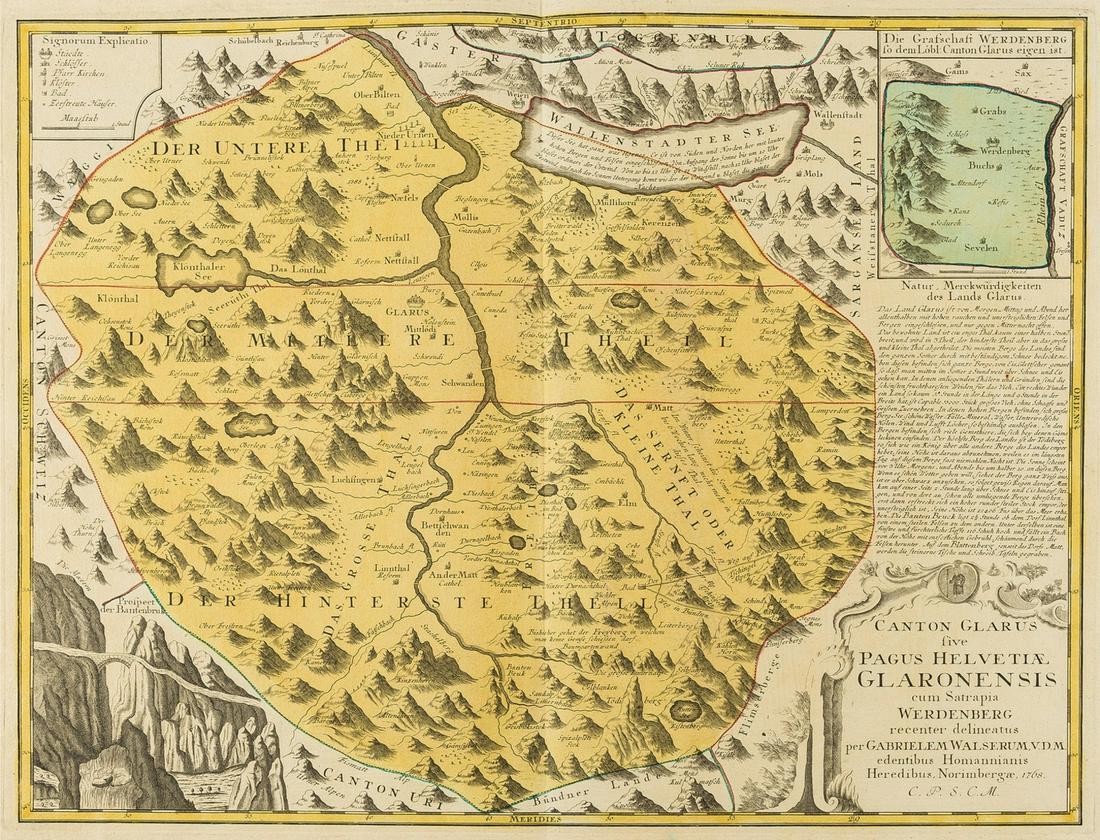 Switzerland.- Homann Heirs (publisher) Canton Glarus (1 of 1)