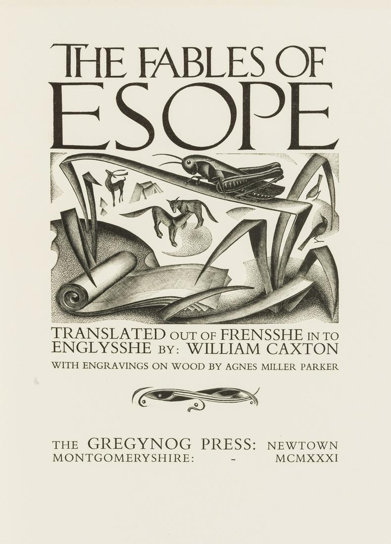 Gregynog Press.- Aesop. The Fables of Esope, (1 of 1)