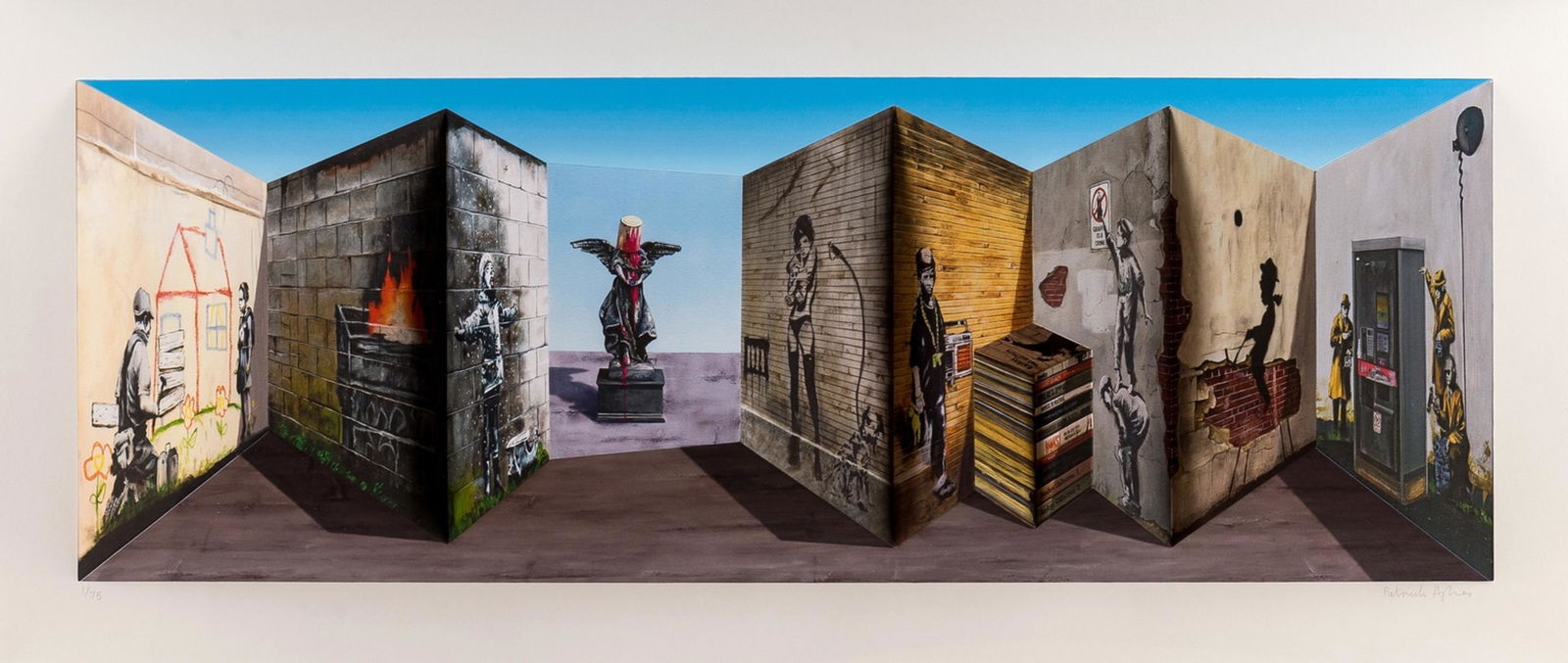 δ Patrick Hughes (b. 1939) Banksee: δ Patrick Hughes (b. 1939)BankseeHand-painted 3D multiple with archival inkjet, 2019, signed and numbered from the edition of 75 in pencil, published by Reverspective Limited, London, in a Perspe