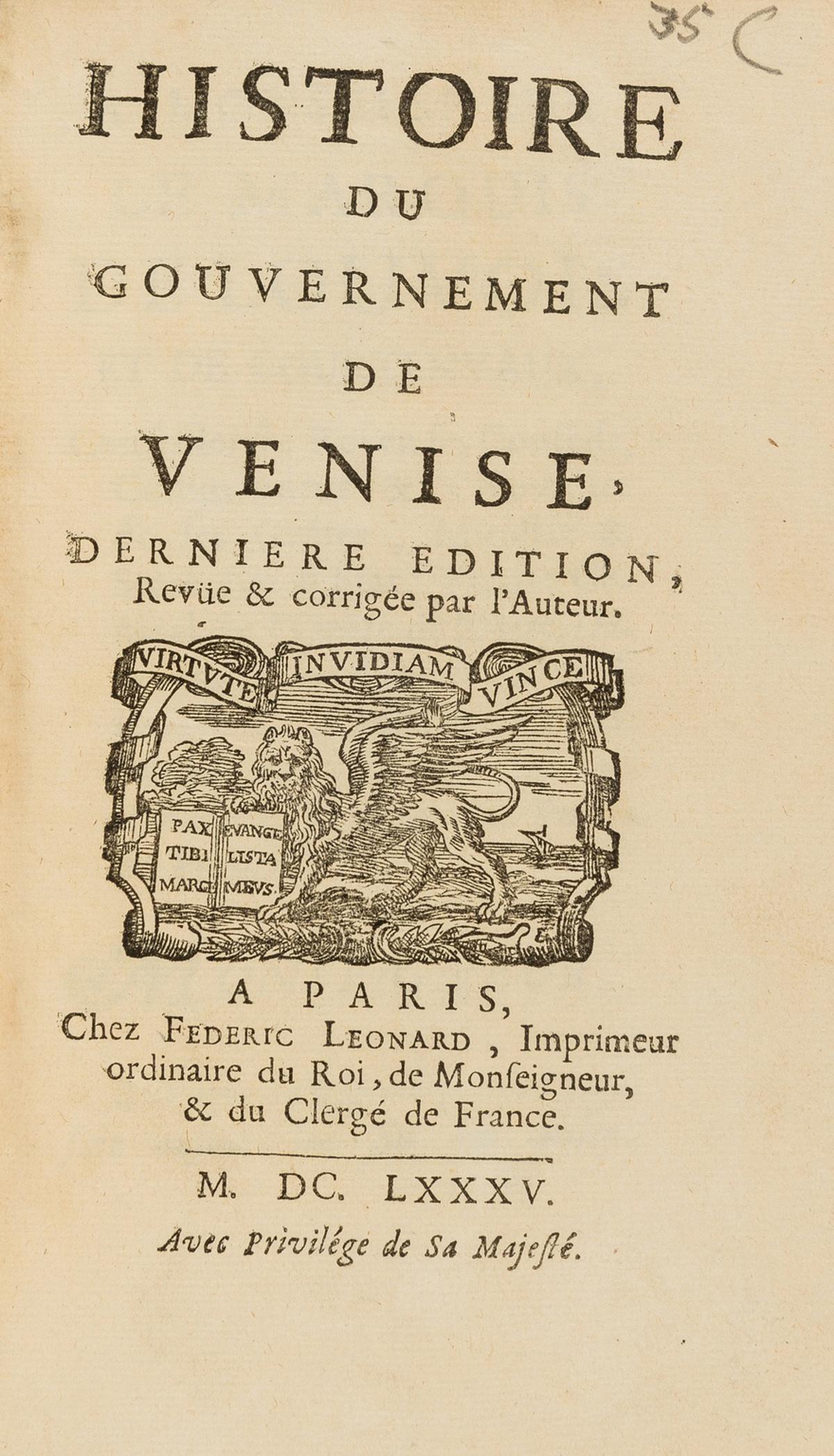 Venice.- Amelot de la Houssaye (Abraham Nicholas) (1 of 1)