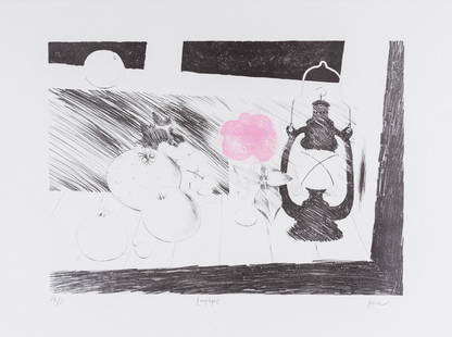 δ Mary Fedden (1915-2012) Lamplight: δ Mary Fedden (1915-2012)LamplightLithograph printed in colours, 1973, signed and titled in pencil, numbered from the edition of 75, printed by Curwen Studio, Chilford, published by Curwen Press,