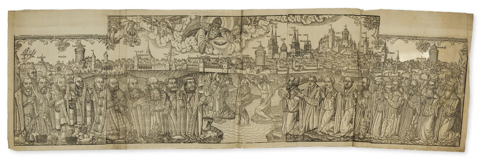 Reformation.- Anonymous (active Nuremberg, circa 1557: Reformation.- Anonymous (active Nuremberg, circa 1557 or later). Follower of Lucas Cranach the Younger (1515-1586). The Great Nuremberg Reformation, woodcut, five blocks printed on seven sheets of lai
