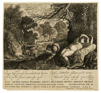 Female printmaker.- Magdalena de Passe (c. 1596-1638) Apollo and Coronis, after Adam Elsheimer: Female printmaker.- Magdalena de Passe (c. 1596-1638)Apollo and Coronis, after Adam ElsheimerEngraving, circa 1623, a good impression of this scarce print with the text margin below, on laid paper wit