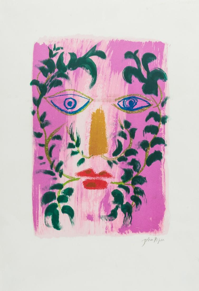 δ John Piper (1903-1992) Foliate Head (Levinson 256): δ John Piper (1903-1992)Foliate Head (Levinson 256)Lithograph printed in colours, 1976, signed in pencil, from the edition of 90, published by Curwen Press, London, printed at Curwen Studio, Lond
