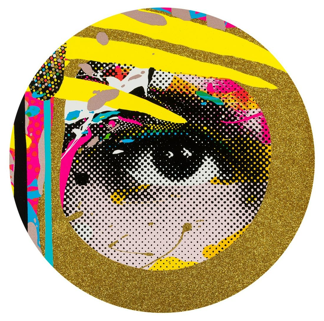 δ Paul Insect (b.1971) Observer (Gold): δ Paul Insect (b.1971)Observer (Gold)Screenprint with glitter and glaze, 2020, signed, dated and numbered from the edition of 50 verso, published by Avant Arte, on Somerset Satin wove paper, the