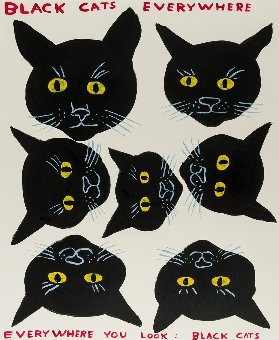 δ David Shrigley (b.1968) Black Cats: δ David Shrigley (b.1968)Black CatsScreenprint in colours, 2021, initialled and dated in pencil verso, numbered from the edition of 125, printed and published by Jealous Gallery, London, on Somer