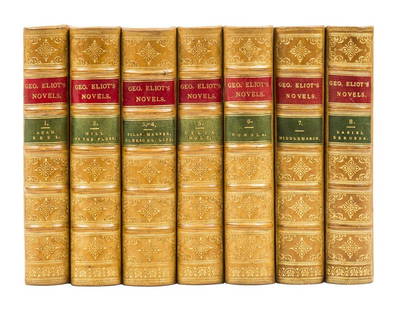 Evans (Mary Ann) "George Eliot", Novels, 7 vol., 1880.: [Evans (Mary Ann)], "George Eliot". Novels, 7 vol., vignette titles, engraved plates, occasional scattered foxing, but very clean generally, ink inscription to vol. 1 endpaper, contemporary half calf,