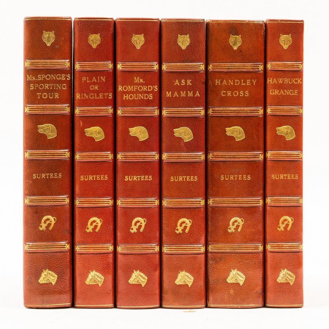 [Surtees (Robert Smith)] [The Sporting Novels], 6 vol., subscription edition, [c.1880].: NO RESERVE [Surtees (Robert Smith)] [The Sporting Novels], 6 vol. comprising Mr Sponge's Sporting Tour; Plain or Ringlets; Mr Romford's Hounds; Hawbuck Grange; Ask Mamma, and' Handley Cross, subscript