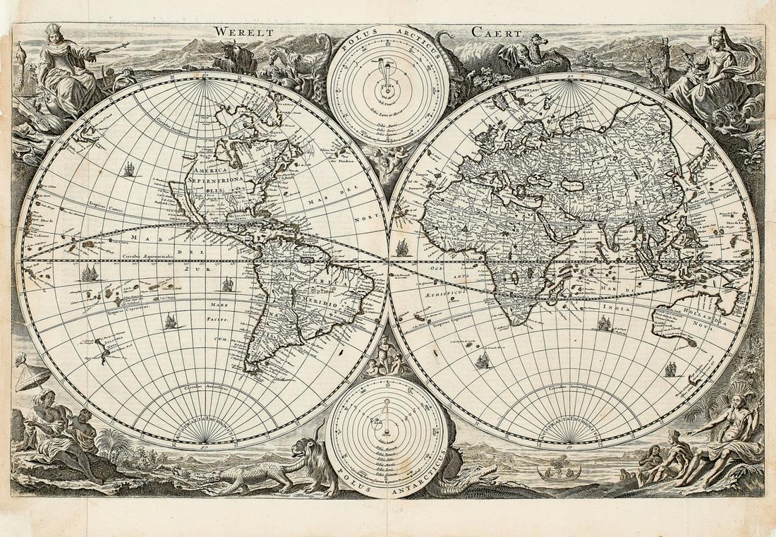 World.- Stoopendaal (Daniel) Werelt Caert, [1738]; and a variant impression of the same map by a (1 of 2)