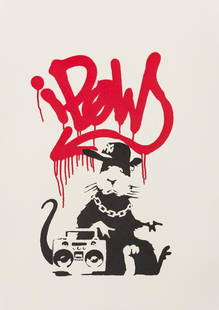 δ Banksy (b. 1974) Gangsta Rat: δ Banksy (b.1974) Gangsta Rat Screenprint in black and red, 2004, numbered from the edition of 350 in pencil, printed and published by Pictures on Walls, London, with their blindstamp, on wove