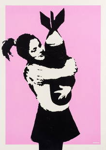 δ Banksy (b.1974) Bomb Love (Bomb Hugger): δ Banksy (b.1974) Bomb Love (Bomb Hugger) Screenprint in pink and black, 2003, numbered from the edition of 600, printed and published by Pictures on Walls, London, on wove paper, the full