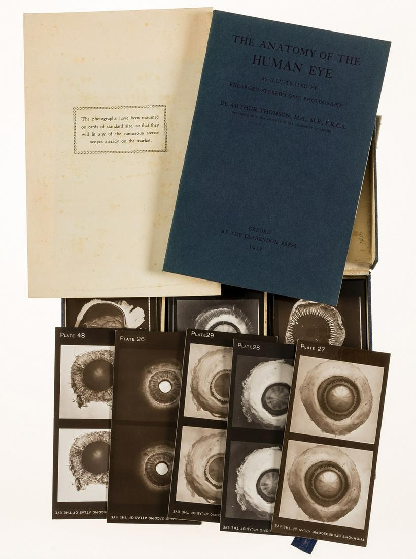Ophthalmology.- Thomson (Arthur) The Anatomy of the Human Eye as Illustrated by Enlarged: Ophthalmology.- Thomson (Arthur) The Anatomy of the Human Eye as Illustrated by Enlarged Stereoscopic Photographs, first edition, text with illustrations and in original printed wrappers, together wit