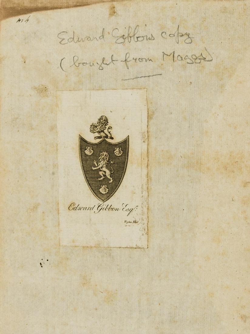 Used by Gibbon for Decline and Fall.- Antoninus (Augustus) Vetera Romanorum itineraria, siue: Used by Gibbon for Decline and Fall.- Antoninus (Augustus) Vetera Romanorum itineraria, siue Antonini Augusti itinerarium, Edward Gibbon's copy, half-title, engraved frontispiece, title in red and bla