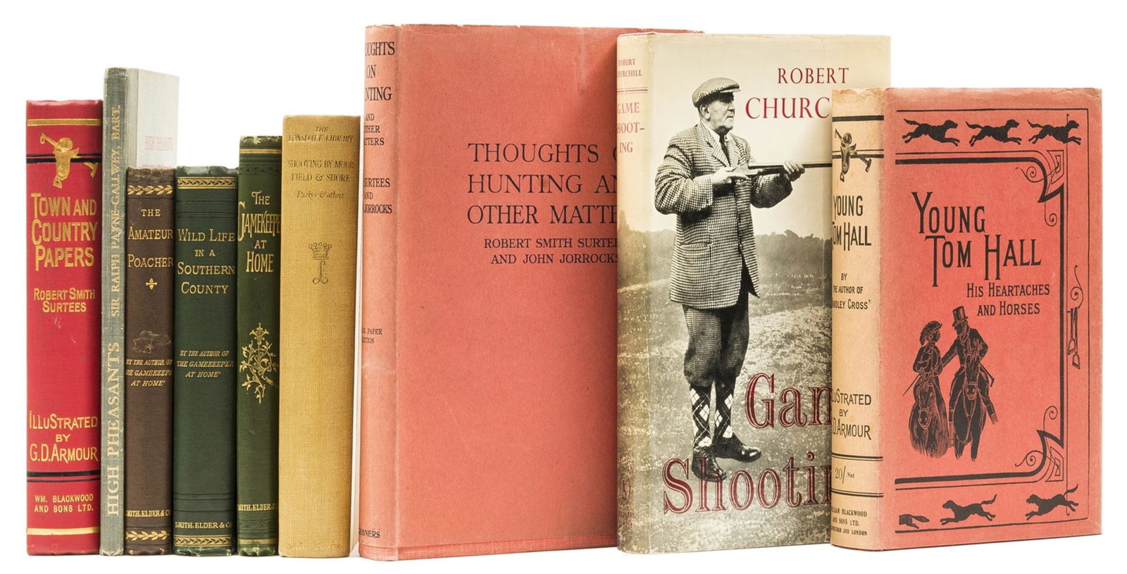 Surtees (Robert Smith) Thoughts on Hunting and Other Matters, number 35 of 250 large paper copies,: Surtees (Robert Smith) Thoughts on Hunting and Other Matters, number 35 of 250 large paper copies, tipped in colour plates by George Denholm Armour, very light sunning to spine dust-jacket, very sligh