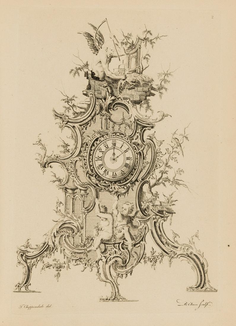 [Johnson (Thomas)] Chippendale's Ornaments, and Interior Decorations, in the Old French Style, by: [Johnson (Thomas)] Chippendale's Ornaments, and Interior Decorations, in the Old French Style, engraved title and plates, title lightly marked, contemporary morocco spine, lacking covers and endpapers