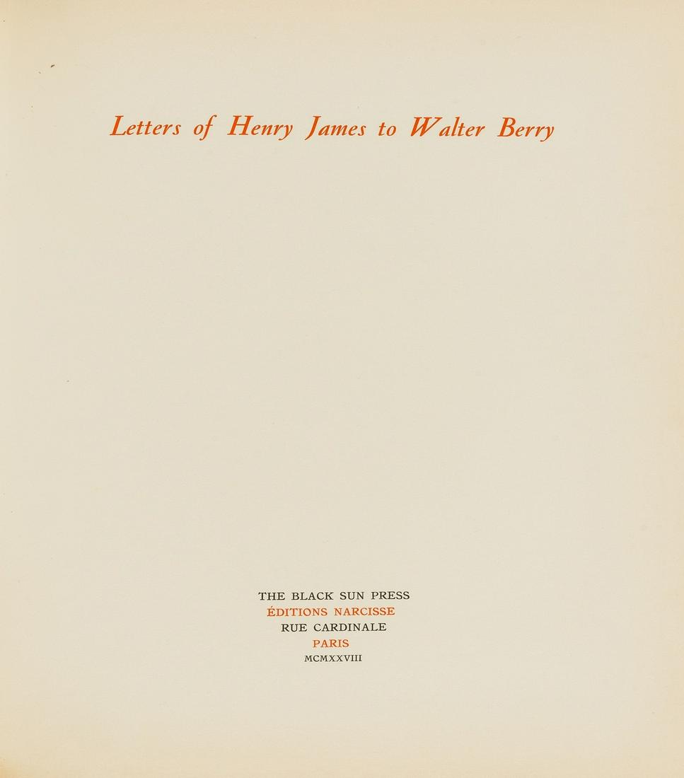 Black Sun Press.- Letters of Henry James to Walter Berry, number 70 of 100 copies on Hollande Van (1 of 1)