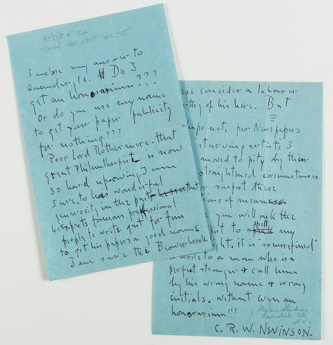 Nevinson (C. R. W.) The Great War The Fourth Year, first English edition, A.L.s signed from the (1 of 2)