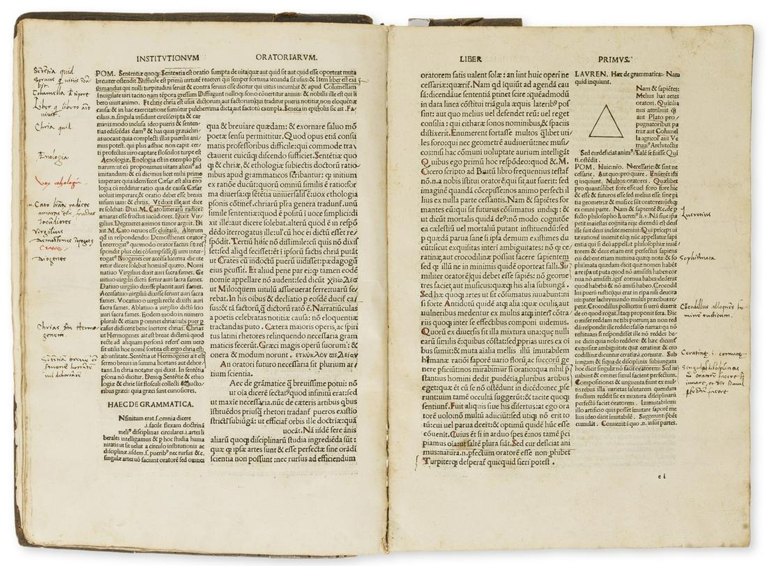 Quintilianus (Marcus Fabius) Institutiones oratoriae, Venice, Peregrinus de Pasqualibus, (1 of 1)
