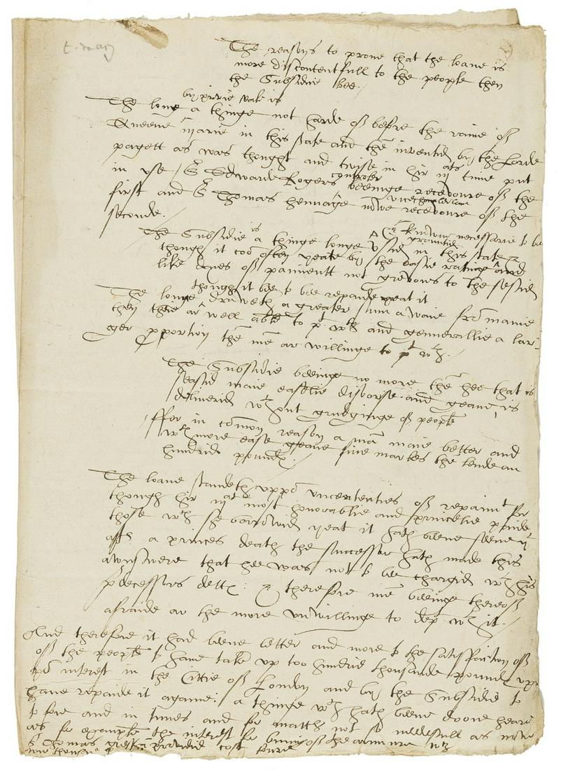 Tudor Taxation.- The reasons to prove that the loane is moste discontent full the people than the (1 of 1)