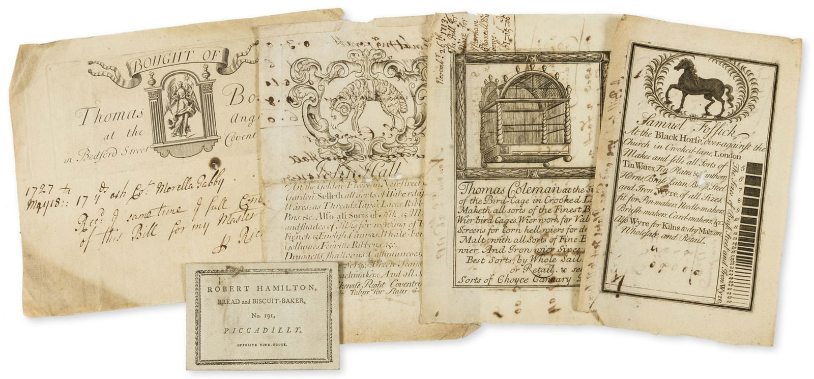 Receipts.- Collection of receipts for domestic goods, together 17 receipts & 1 card, engraved or (1 of 1)