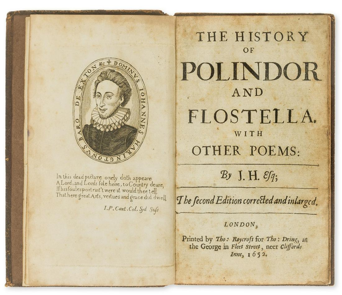 Harington (John) The History of Polindor and Flostella. With other poems, rare second edition, (1 of 1)
