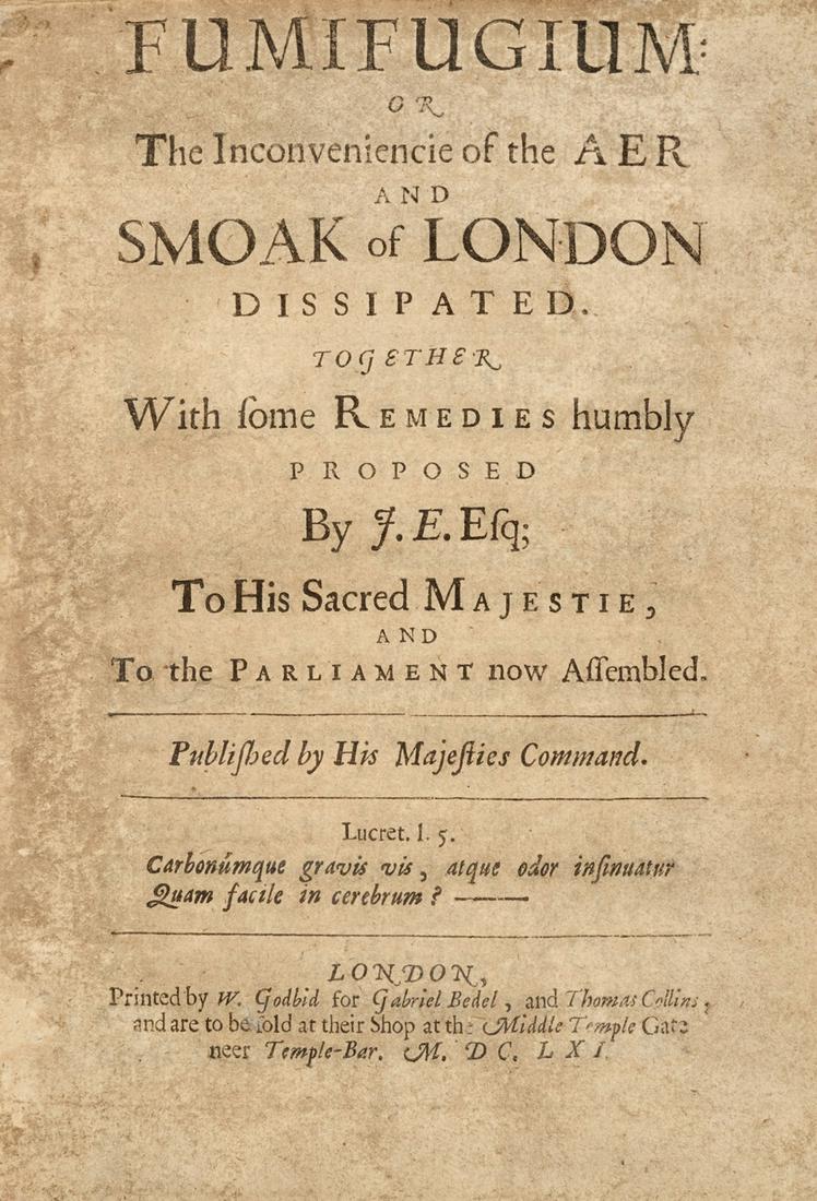 Pollution.- Evelyn (John) Fumifugium: or the Inconvenience of the Aer and Smoak of London (1 of 1)