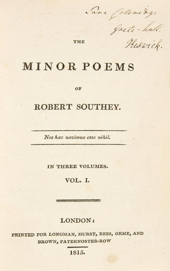 Coleridge (Sara).- Southey (Robert) [The Works], Sara Coleridge's collection of Southey's works, 8 (1 of 2)