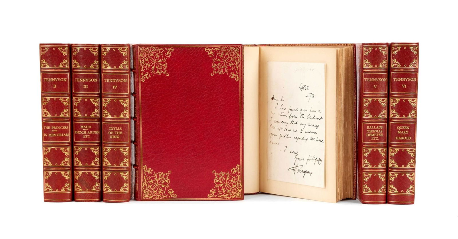 Tennyson (Alfred, Lord) The Poetic and Dramatic Works, 7 vol., with A.L.s from Tennyson, Boston, (1 of 1)