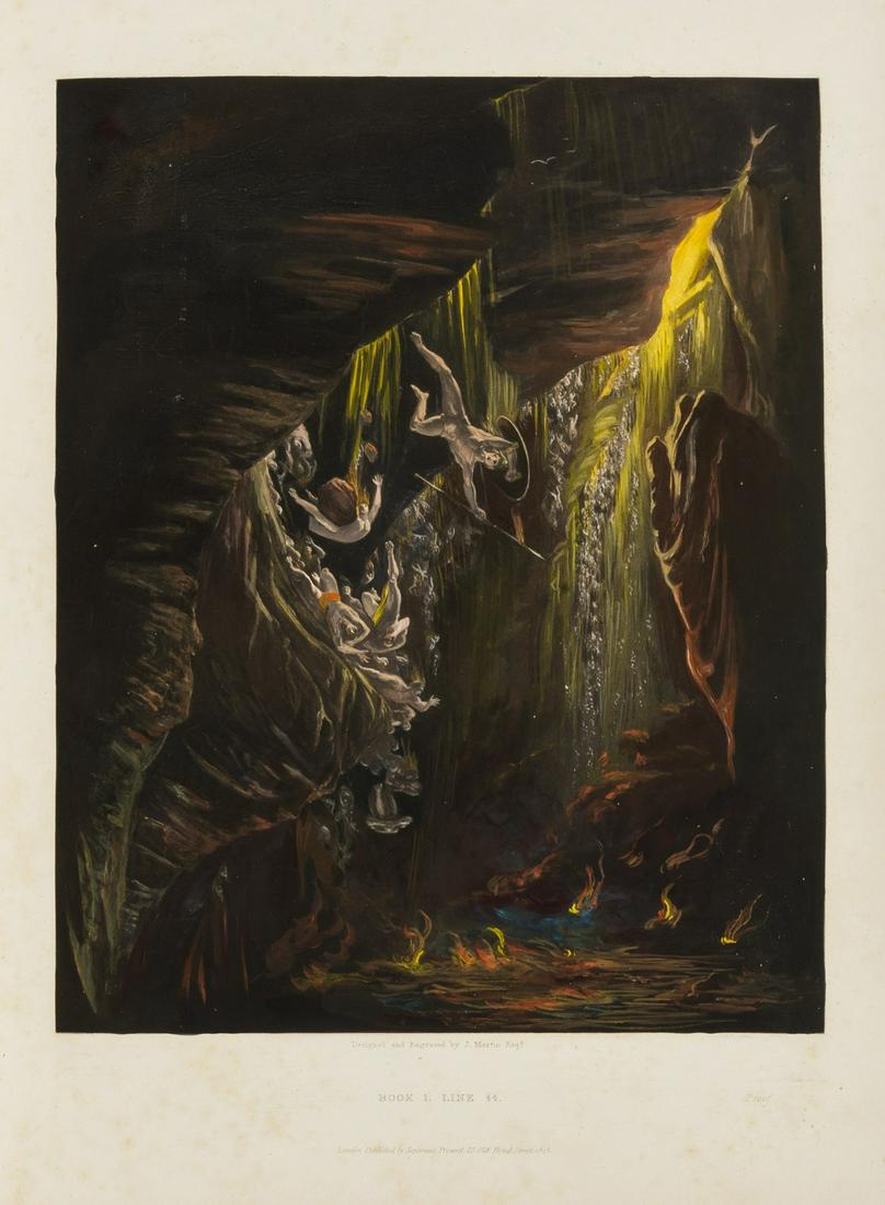 Martin (John) [The Paradise Lost of Milton], 24 mezzotints with full hand-colouring, [c. 1824-1827]. (1 of 8)