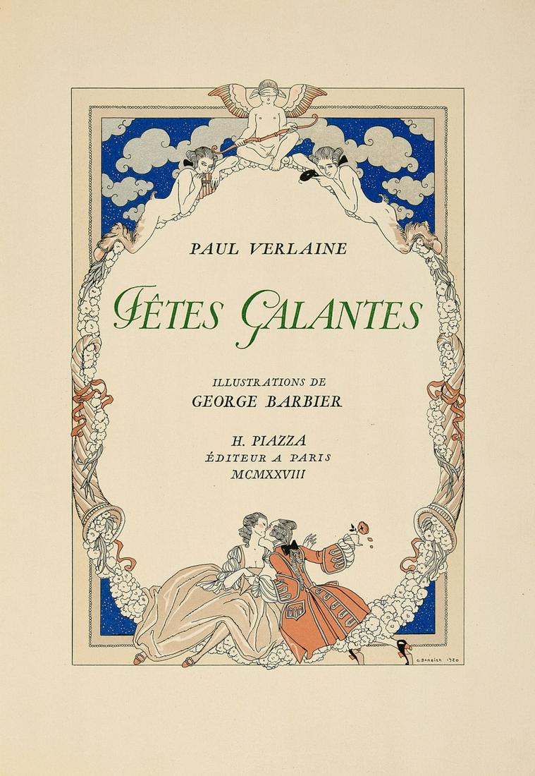 Barbier (George).- Verlaine (Paul) Fêtes Galantes, pochoir plates by George Barbier, 1928. (1 of 1)