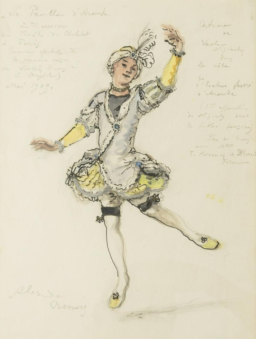 Nijinsky (Vaslav).- Benois (Alexandre, 1870-1960) Original costume design for Nijinsky in the (1 of 1)