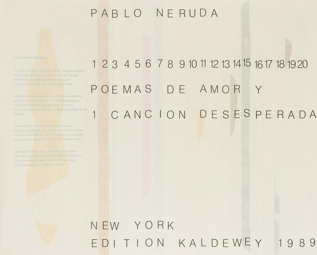 Kaldewey Press.- Neruda (Pablo) Viente Poemas de Amor y Una Canción Desesperada, one of 20 (1 of 1)