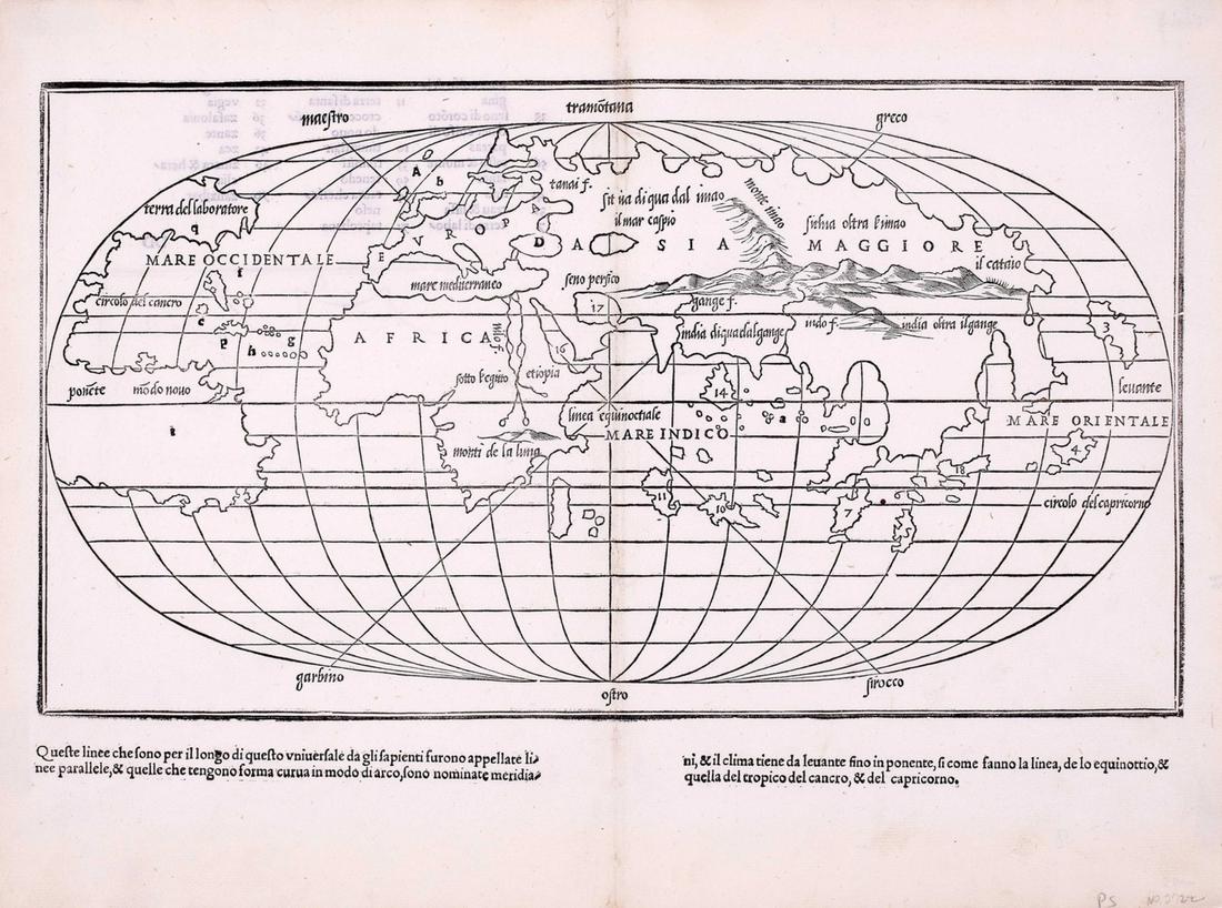 World.- Bordone (Benedetto di) [World Map], woodcut, [1522]. (1 of 1)